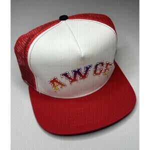 AWGE Red Trucker Hat SnapBack Rhinestone ASAP Rocky Mob Worldwide NWOT